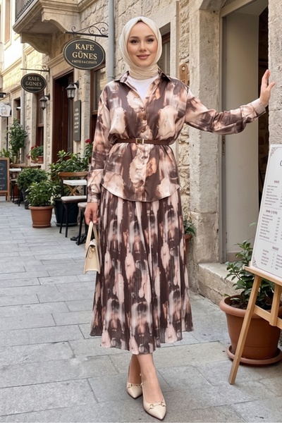 Bestenur Σατέν Σετ Δύο Τεμαχίων με Πλισέ Φούστα 1693