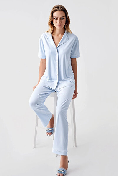 Freshness USLUCAN ALIŞVERİŞ 324 Kadın 4'Lü Sabahlıklı Şorlu Pijama Takımı