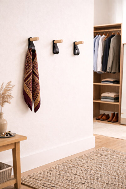 THE SIMPLE STYLE Suni Deri Detaylı Duvar Kancası 1 Adet