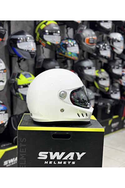 Sway Beyaz Motosiklet Kaskı Şeffaf Vizör Ece 22.05 ABS Güvenlik