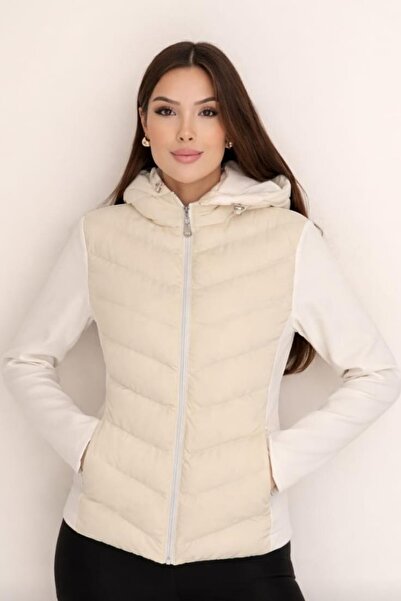 moda poni Σακάκι με κουκούλα σε κρέμα