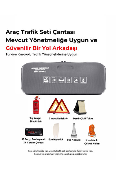 GERMAN KUPFERMAX Araç Muayene Uyumlu 22 Parça Acil Durum ve Profesyonel Trafi...