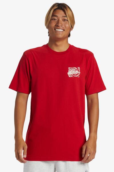 Quiksilver Ανδρικό κόκκινο μπλουζάκι καθημερινού στυλ Hurricane Or Hippie Moe...