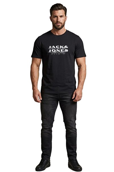 Jack & Jones Jcofusıon Jj Branding Tee Ss Crew Neck Μαύρο Ανδρικό T-Shirt 122...