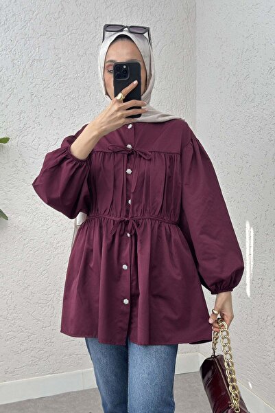 Salih Çelebi Büzgülü Bağcıklı Tunik 2252 - BORDO