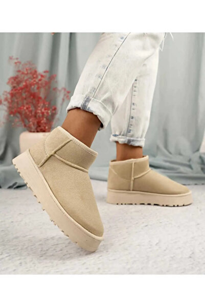 stilvo Μίνι καστόρινα μποτάκια με γούνινη επίπεδη σόλα γυναικεία παπούτσια