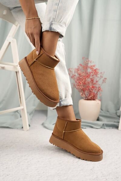 Victoria Shoes Ultra Mini Suede Tan Cinnamon Boots - Γυναικεία παπούτσια με τ...