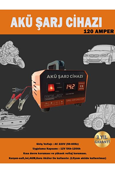 12 Volt 5-120 Amper Akü Şarj Cihazı