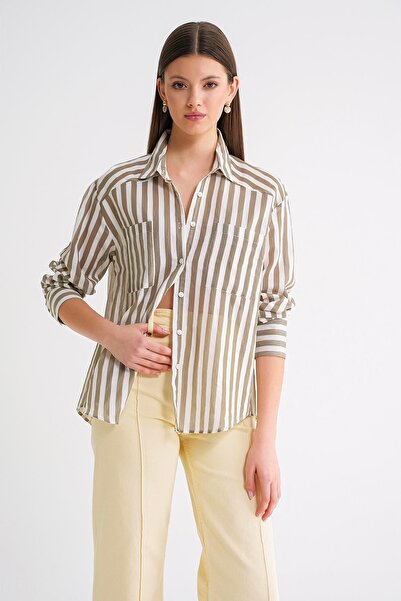 Hiccup Mixray Striped Poplin shirt with Functional Pocket