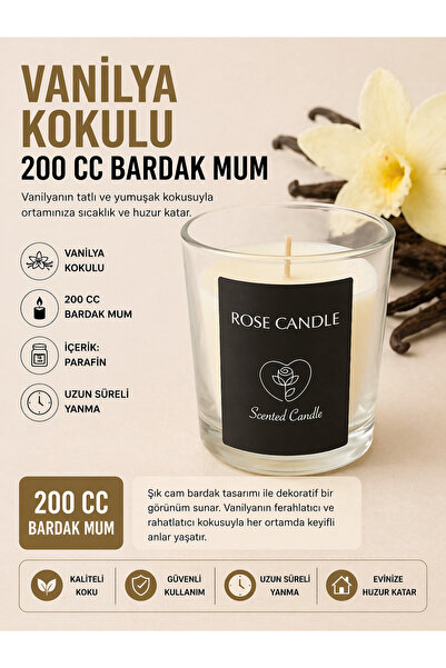Gül Mum BARDAK MUM VANİYA KOKULU
