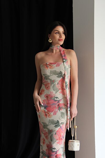 Julidress Φόρεμα με λουλουδάτο σχέδιο, με επένδυση από φουλάρι, μάξι μήκους, ...