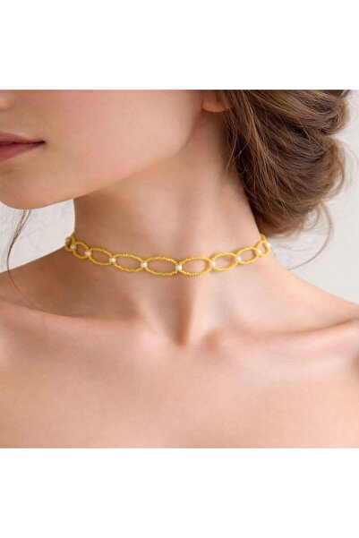 LeylanTakı Kadın Sarı El Yapımı choker Kolye Bijuteri Hediye Aksesuar