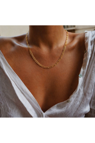 OJ Own Jewelry Ataç Zincir Kolye 925 Ayar Gümüş Kadın 14 Ayar Altın Kaplama M...