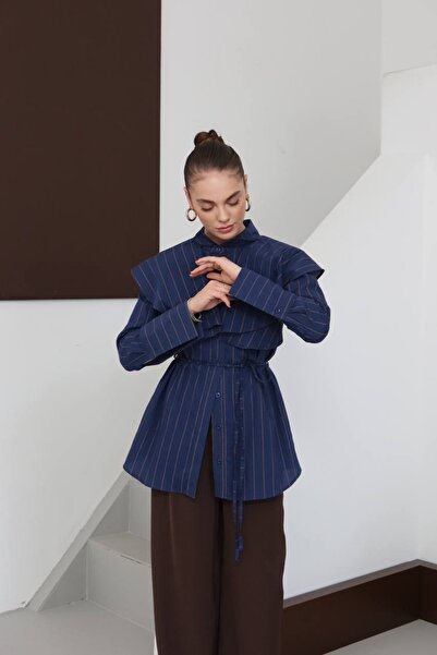 MODA S&S BZLİNE Ριγέ πουκάμισο με σχέδιο από τένσελ και κουπρά