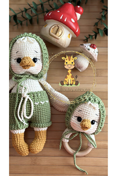 BABYBOUTİQUEHOUSE Amigurumi ördek çıngıraklı 2li set