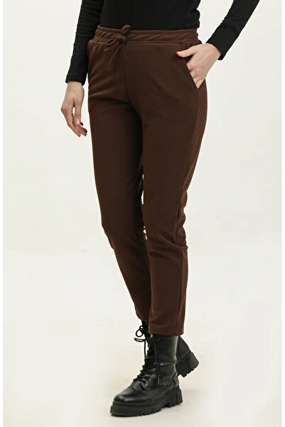 sefamerve 0319-03 Καφέ Scuba Crepe Classic Παντελόνι
