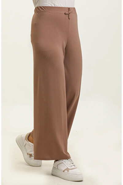 sefamerve Dusty Rose Seasonal Pants - Φαρδιά πόδια, ελαστική μέση 8701-01