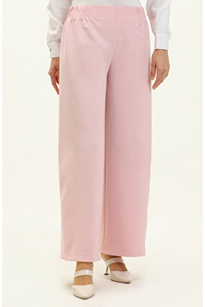 sefamerve Φαρδύ παντελόνι με ελαστική μέση σε πούδρα - 2951-20