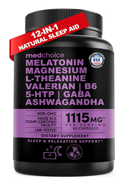 MEDCHOICE Natural Magnesium Glycinate 500mg, L Theanine, Valerian Root, 5-HTP...