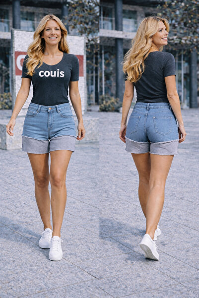 couis Γυναικείο σορτς τζιν λύκρα που πλένεται