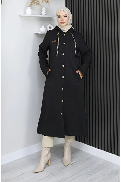 sefamerve Καπάκι με λεπτομέρεια αλυσίδας με κουμπιά 0206A-01 Μαύρο