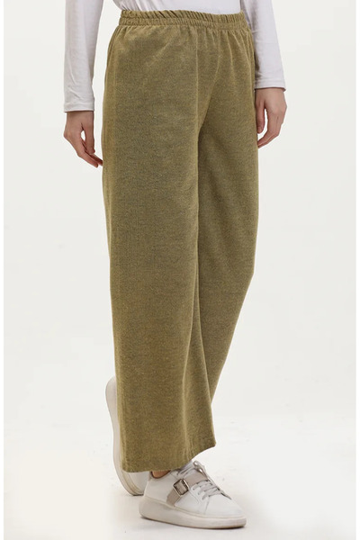 sefamerve Μουστάρδα φαρδύ ελαστικό παντελόνι μέσης 6108-07