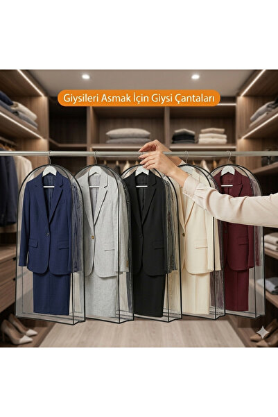 tozlupazar Διαφανές κάλυμμα για πολλαπλά κοστούμια από PVC. Θήκη οργάνωσης ντ...