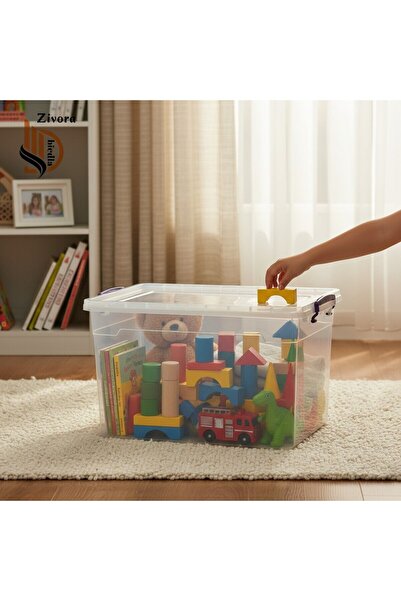 ZİVORA 30 Liter Toy Box Plastic Horizontal Storage Box with Locking Lid