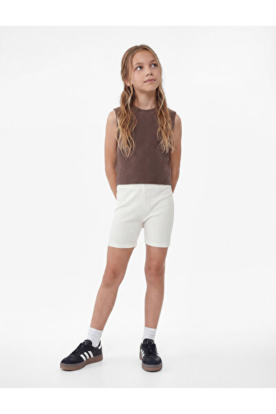 Koton Βαμβακερό κοντό κολάν με ελαστική μέση και ριμπ ύφανση