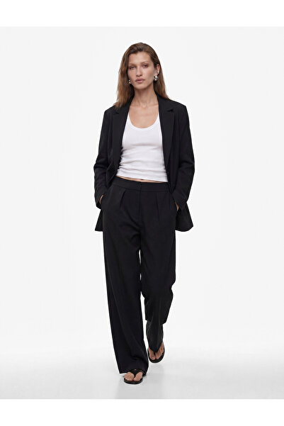 Koton Άνετο παντελόνι με ψηλή μέση από βισκόζη με πλισέ σχέδιο και μπαλόνι