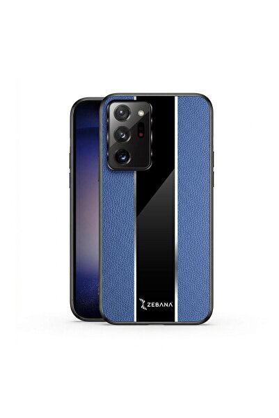Zebana Samsung Galaxy Note 20 Ultra Uyumlu Kılıf Premium Deri Kılıf Mavi