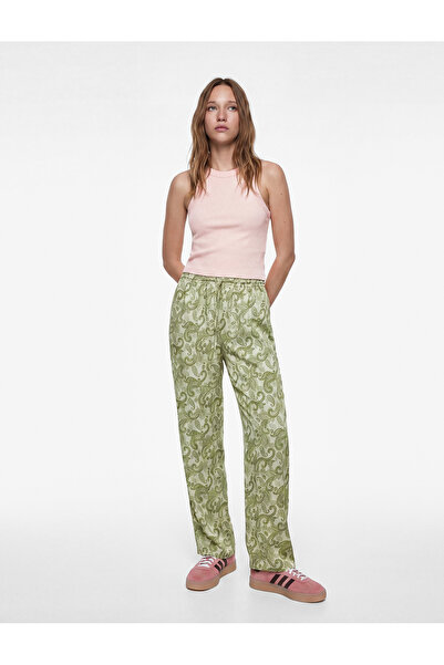 Koton Pantaloni drepti cu model din dantelă din viscoză