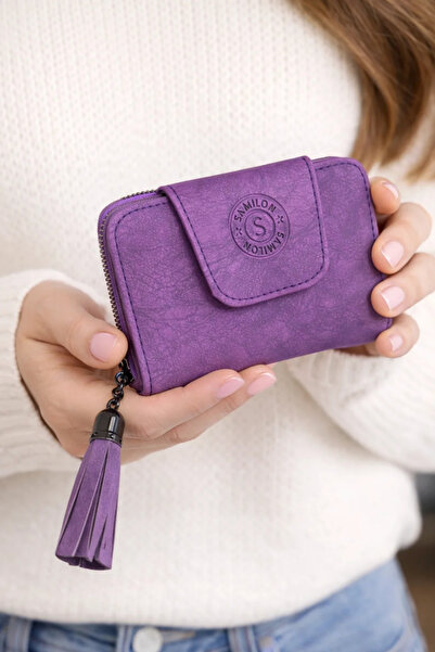 samilon Γυναικείο μωβ πορτοφόλι και τσάντα