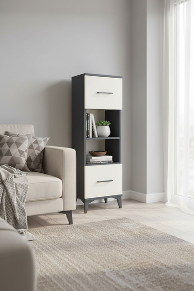 Dienni Arges Dolap 2 Raflı 2 Çekmeceli 44x30x134 Antrasit-Aytaşı