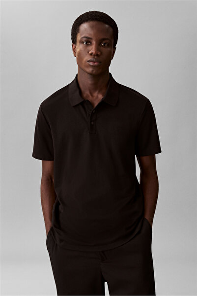 Calvin Klein Ss Tech Birdseye interlock Polo Erkek Polo Yaka T-Shirt Siyah