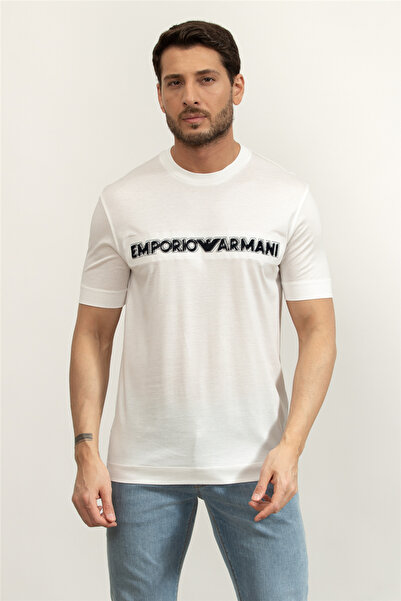 Emporio Armani Men's Regular Fit Soft Textured Embossed Cotton Round Neck Sho...