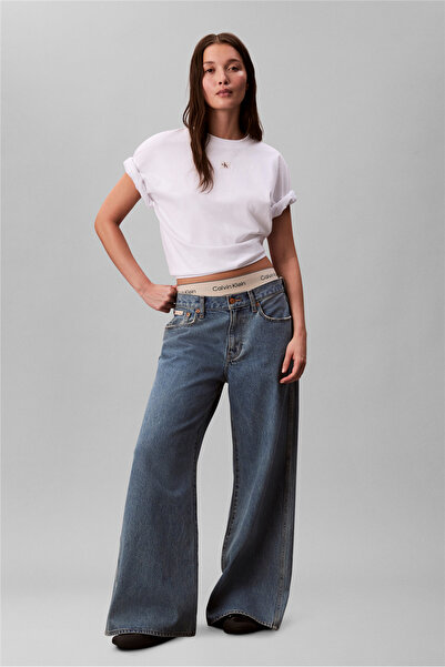 Calvin Klein Ss Woven Label Oversized Tee Kadın Bisiklet Yaka T-Shirt