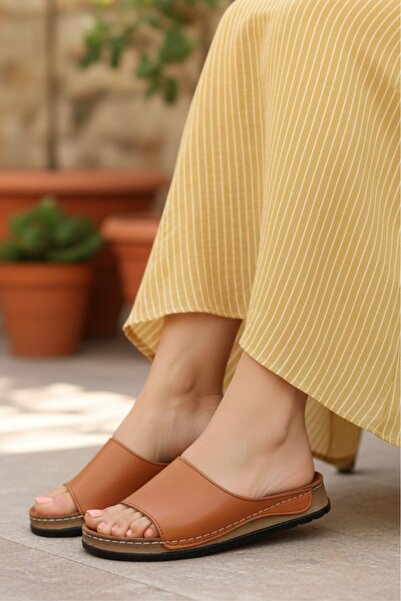 N Napa Shoe Γυναικείες παντόφλες από γνήσιο δέρμα με διάτρητη σόλα με κοπή με...