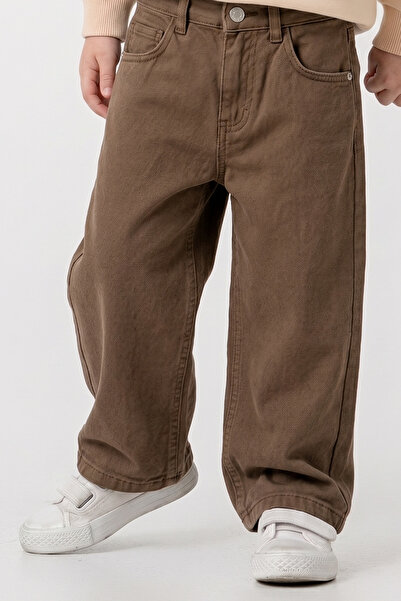 Mtcbaby Bol Paça Gabardin Pantolon 3-6 Yaş Kahve