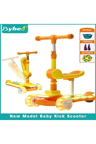 BYBEO 3 Wheeled Foldable Kick Scooter for Kids - Stand and Cruise Child/Toddl...