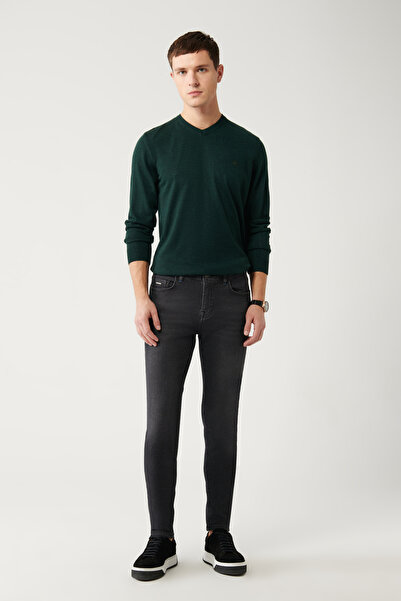 Avva Ανδρικό μαύρο παλαιωμένο ελαστικό παντελόνι Rio Jean A32y3511