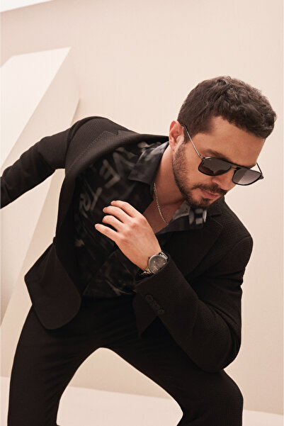 Avva Ανδρικό μαύρο μονόχρωμο μπουφάν με διπλό γιακά με άνοιγμα ψεύτικες τσέπε...