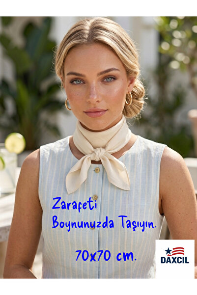 daxcil Açık Krem 70x70 cm Çok Amaçlı Fular - Bandana, Çanta ve Evcil Hayvan A...