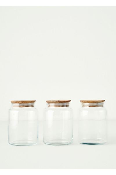 Joye 3-Piece Jar Set with Wooden Lid (890 cc)