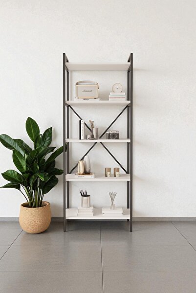 Mobitopya Nilamu Beyaz 65 Cm Kitaplık, Metal Aksamlı, Organizer, Ofis, Ev, 65...