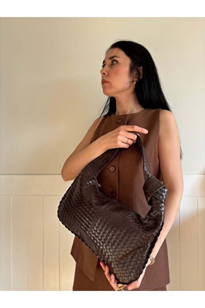 lalettobags Γυναικεία τσάντα ώμου Aster Model με πλεκτή λεπτομέρεια, μικρού μ...