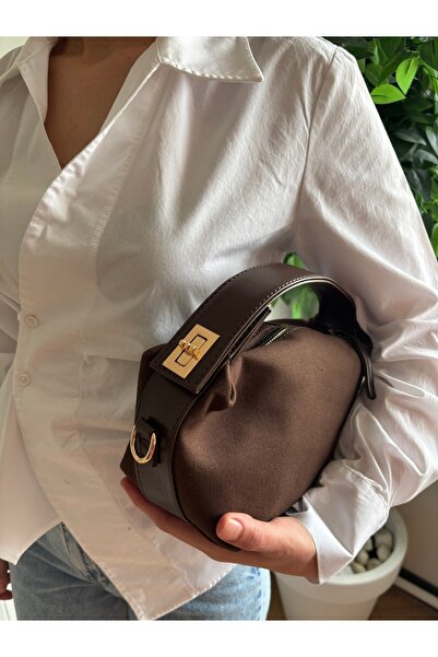 lalettobags حقيبة يد وحقيبة كروس نسائية من الكتان مزينة بقفل موديل ليليوم