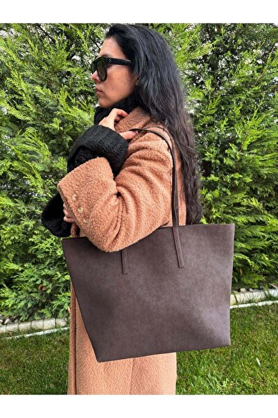 lalettobags Γυναικεία τσάντα ώμου Acıkahve Spring Model με φερμουάρ και διπλή...