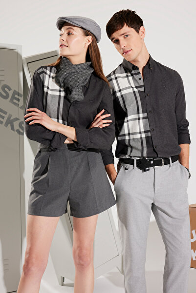 Avva Ανδρικό μαύρο καρό φανελένιο πουκάμισο ξυλοκόπο A32y2119