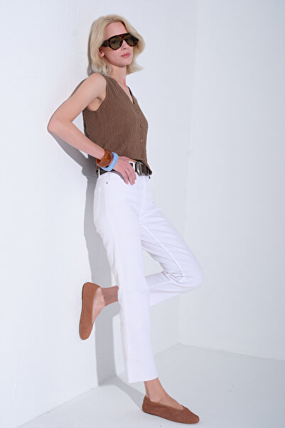 Maule Ευέλικτο βαμβακερό ύφασμα με κομμένο πόδι 5 τσέπες Skinny Slim γυναικεί...